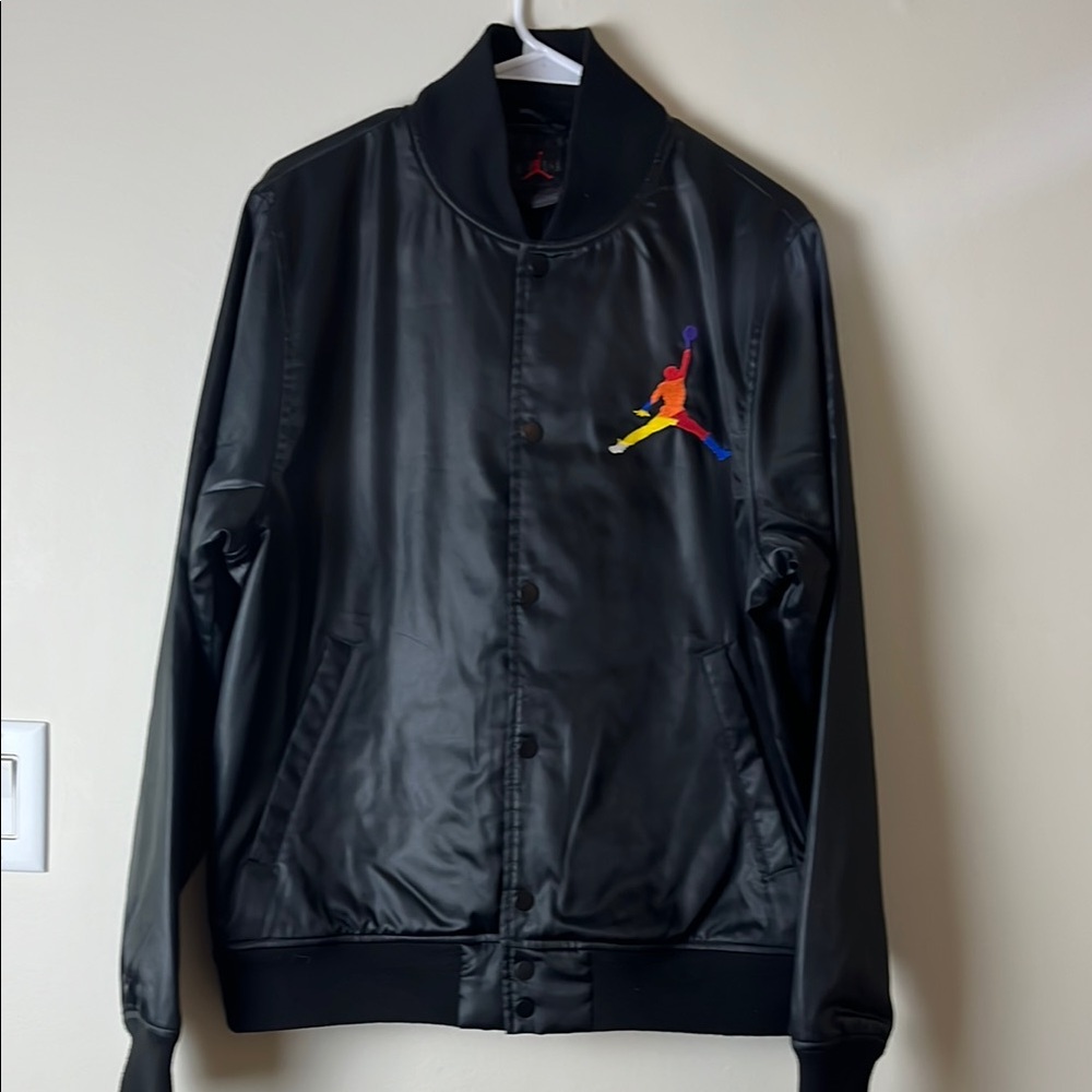 Black Jordan Bomber Jacket with Colorful Logo - Size S